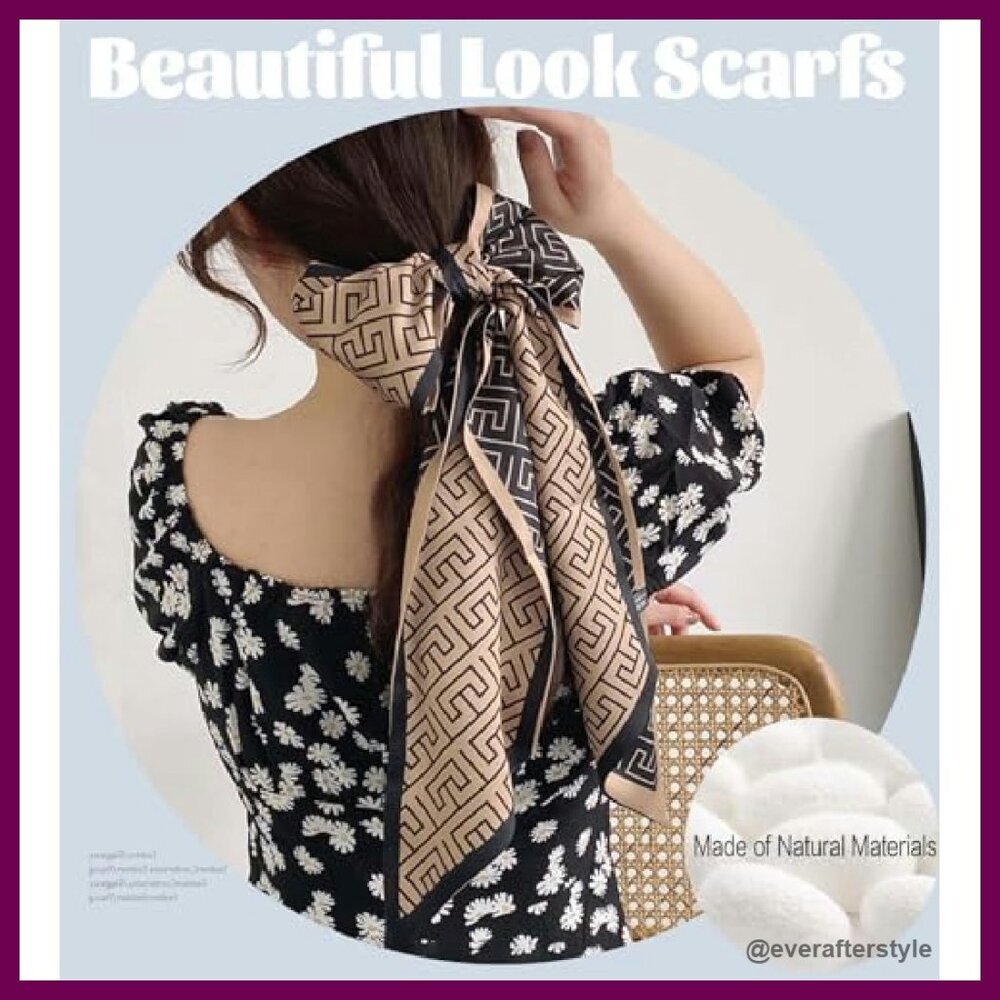 Silk-Like Satin Head Scarf Elegant Chic Versatile Accessory Hair Neck Bag - Picture 6 of 8